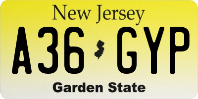 NJ license plate A36GYP