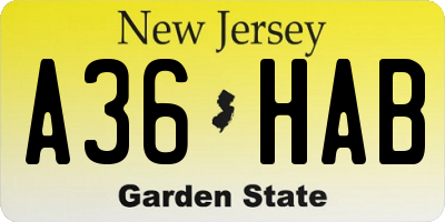 NJ license plate A36HAB