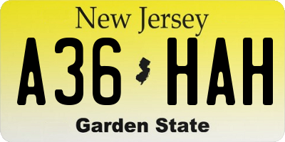NJ license plate A36HAH