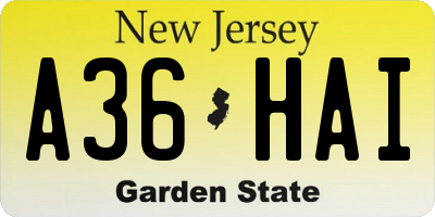 NJ license plate A36HAI