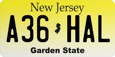 NJ license plate A36HAL