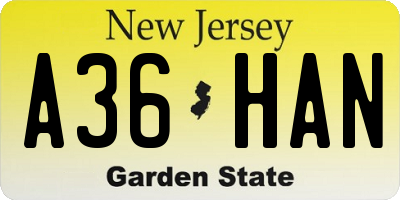 NJ license plate A36HAN