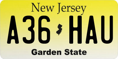 NJ license plate A36HAU