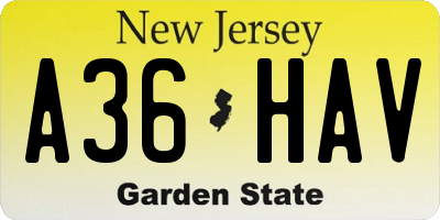 NJ license plate A36HAV