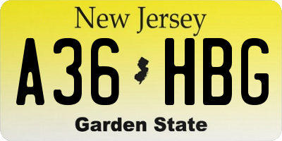 NJ license plate A36HBG