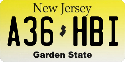 NJ license plate A36HBI