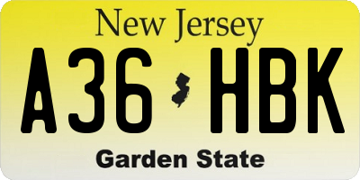NJ license plate A36HBK