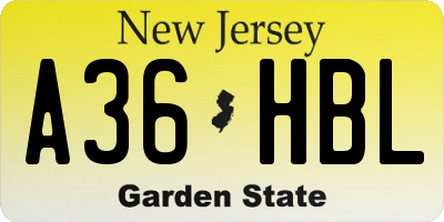 NJ license plate A36HBL