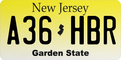 NJ license plate A36HBR
