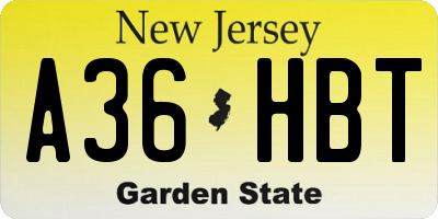 NJ license plate A36HBT