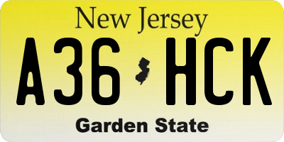 NJ license plate A36HCK