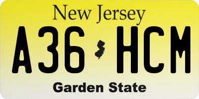 NJ license plate A36HCM