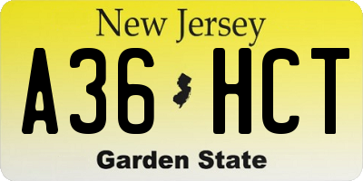 NJ license plate A36HCT