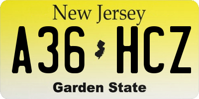 NJ license plate A36HCZ