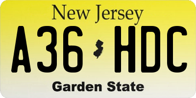 NJ license plate A36HDC
