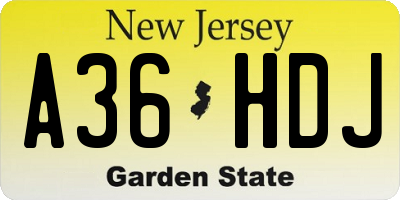 NJ license plate A36HDJ