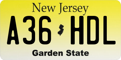 NJ license plate A36HDL