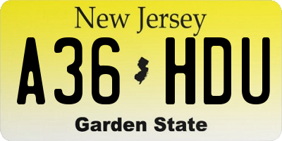 NJ license plate A36HDU