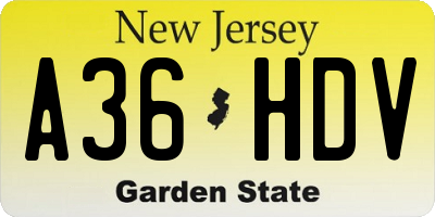 NJ license plate A36HDV
