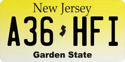 NJ license plate A36HFI