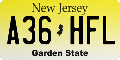 NJ license plate A36HFL