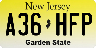 NJ license plate A36HFP