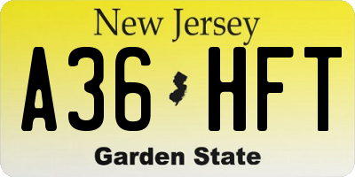 NJ license plate A36HFT