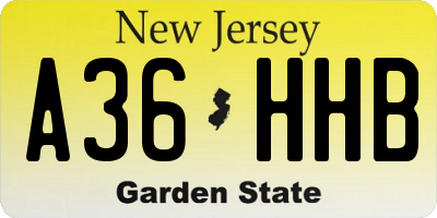 NJ license plate A36HHB