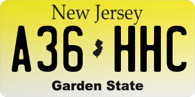 NJ license plate A36HHC