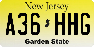 NJ license plate A36HHG