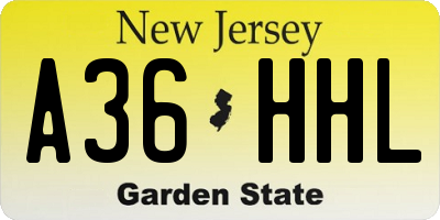 NJ license plate A36HHL