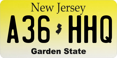 NJ license plate A36HHQ
