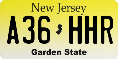 NJ license plate A36HHR