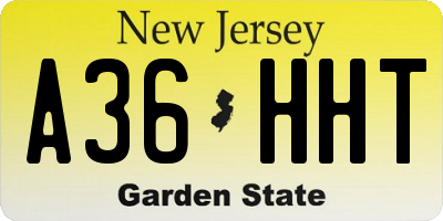 NJ license plate A36HHT