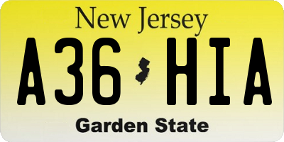 NJ license plate A36HIA