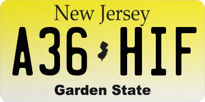 NJ license plate A36HIF
