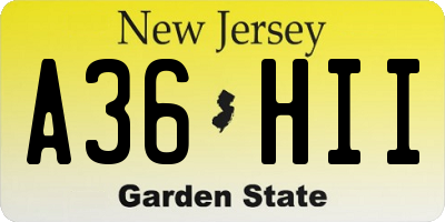 NJ license plate A36HII