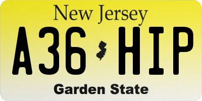 NJ license plate A36HIP
