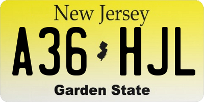 NJ license plate A36HJL