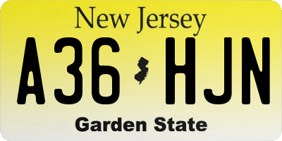 NJ license plate A36HJN