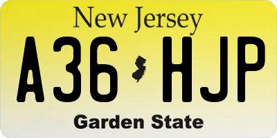 NJ license plate A36HJP