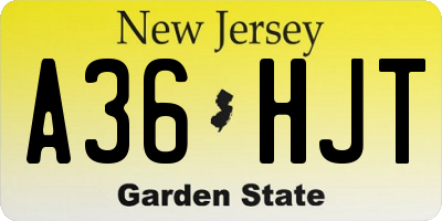 NJ license plate A36HJT