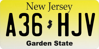 NJ license plate A36HJV