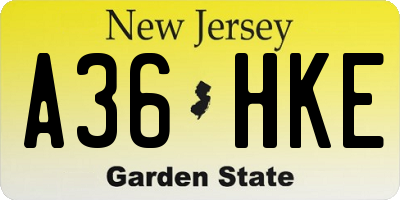 NJ license plate A36HKE