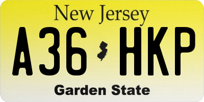 NJ license plate A36HKP