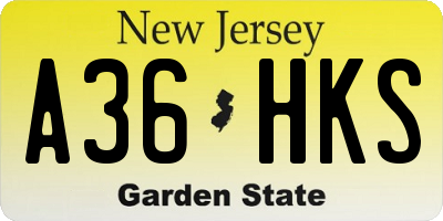 NJ license plate A36HKS