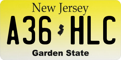 NJ license plate A36HLC