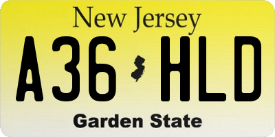 NJ license plate A36HLD