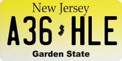 NJ license plate A36HLE