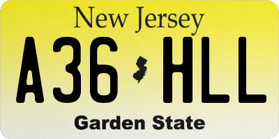 NJ license plate A36HLL